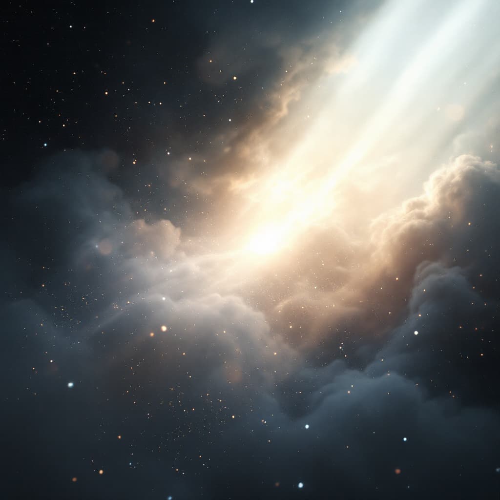 AI generated: A fine art, hyper-realistic, cinematic image  of a bright light in universe.

The lighting is soft a...