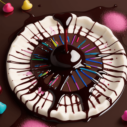 AI generated: a delicious lolly waffle dipped in chocolate sauce, cherry sauce, and colored candy High resolution ...
