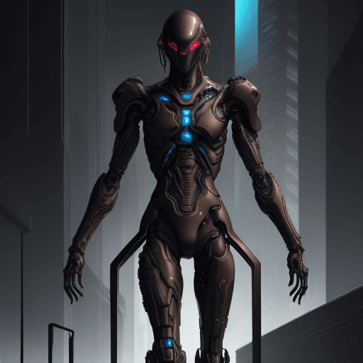 AI generated: artistic, artistic drawing, full-length, synthetic man with mechanics, complexity with details, blue...