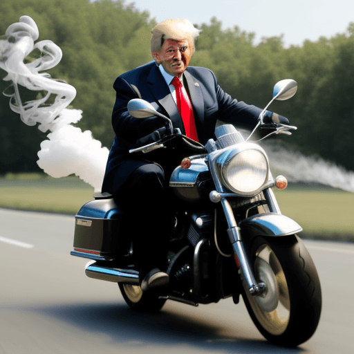 AI generated: Donald trump ridding a motorcycle while smoking a blunt