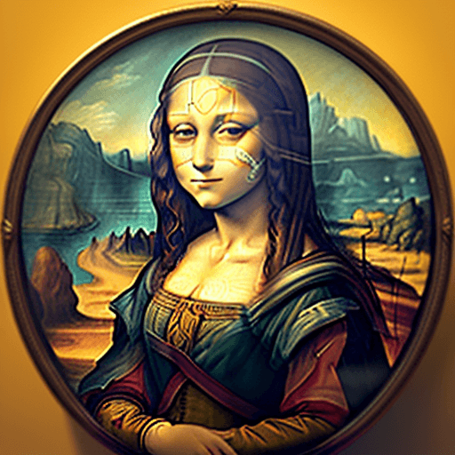 AI generated: famous painting by da Vinci "Monalisa" as a Simpsons style character with yellow skin, sharp focus, ...