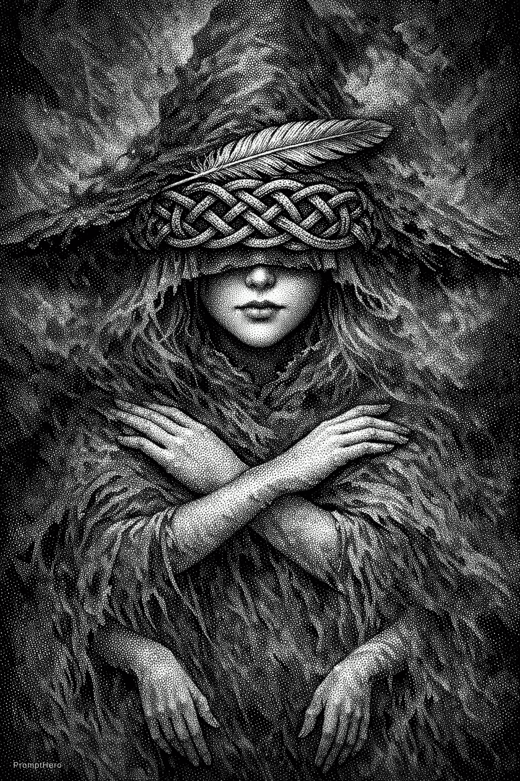 AI generated: Ranni the Witch from Elden Ring, dark psychological symbolic portrait, vertical composition.

Only t...