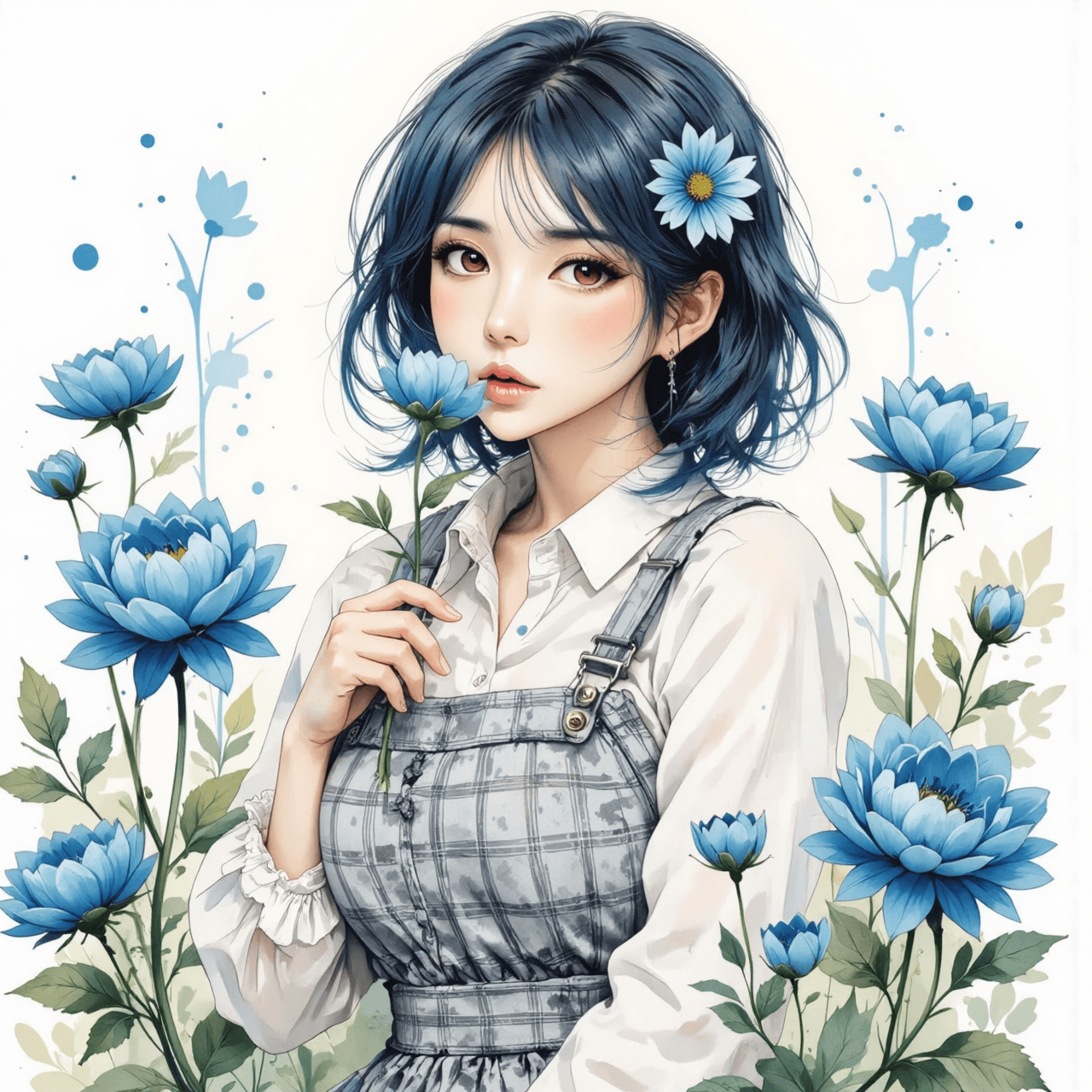 AI generated: A beautiful and delicate watercolor illustration in a soft, ethereal anime style. Subject & Appearan...