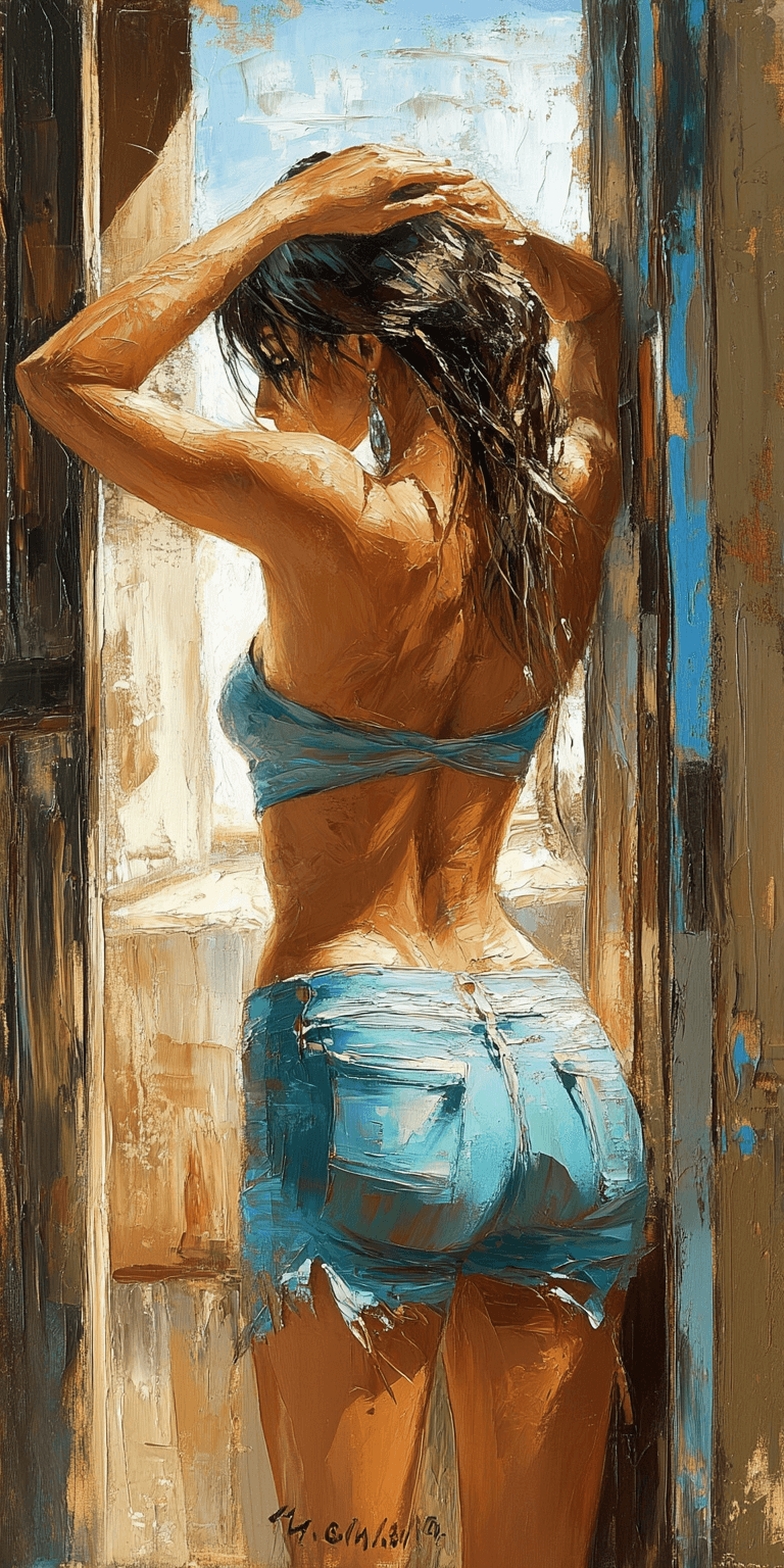 AI generated: impressionist painting of a woman looking out the window, romantic --chaos 75 --ar 1:2 --profile rsy...