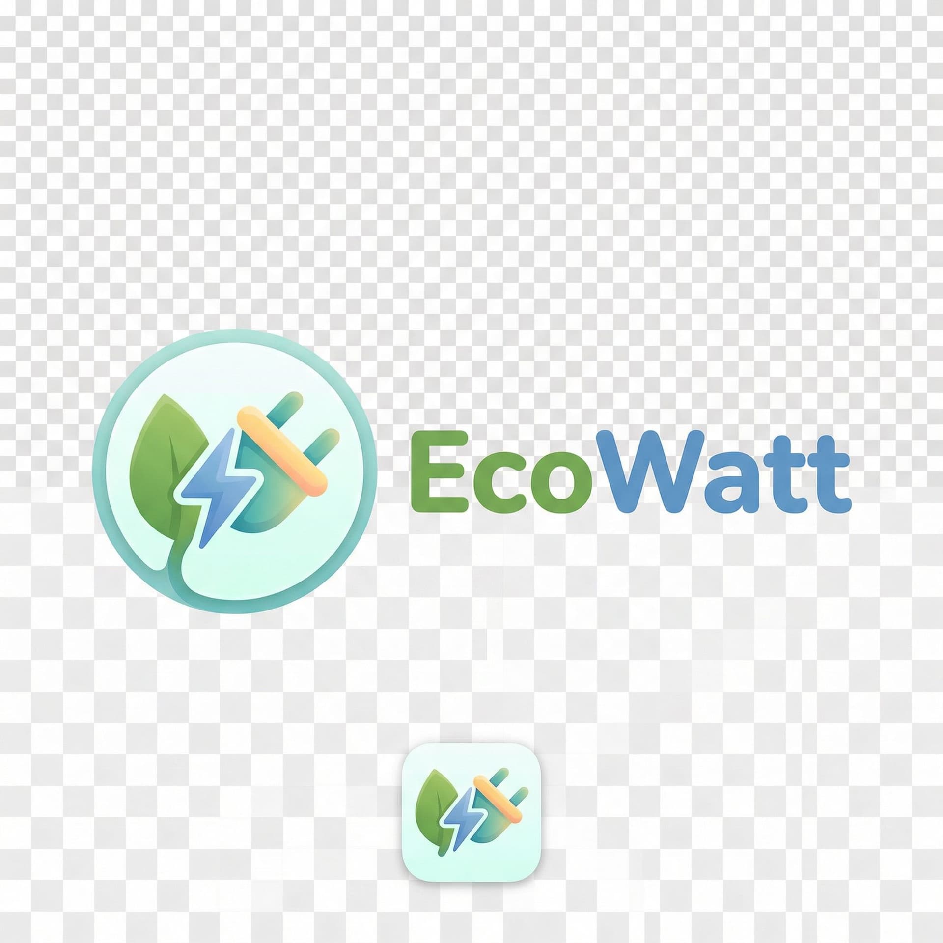 AI generated: Design a friendly, trustworthy app logo for an energy and electricity app named EcoWatt.
The logo sh...