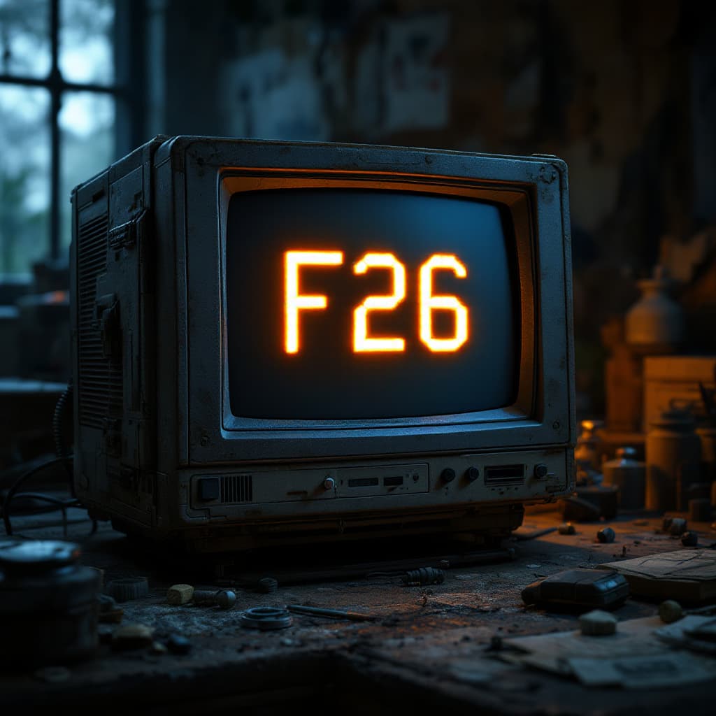 AI generated: detailed cinematic dof render of an old dusty detailed CRT monitor on a wooden desk in a dim room wi...
