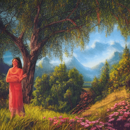 AI generated: beautiful landscape, women happy