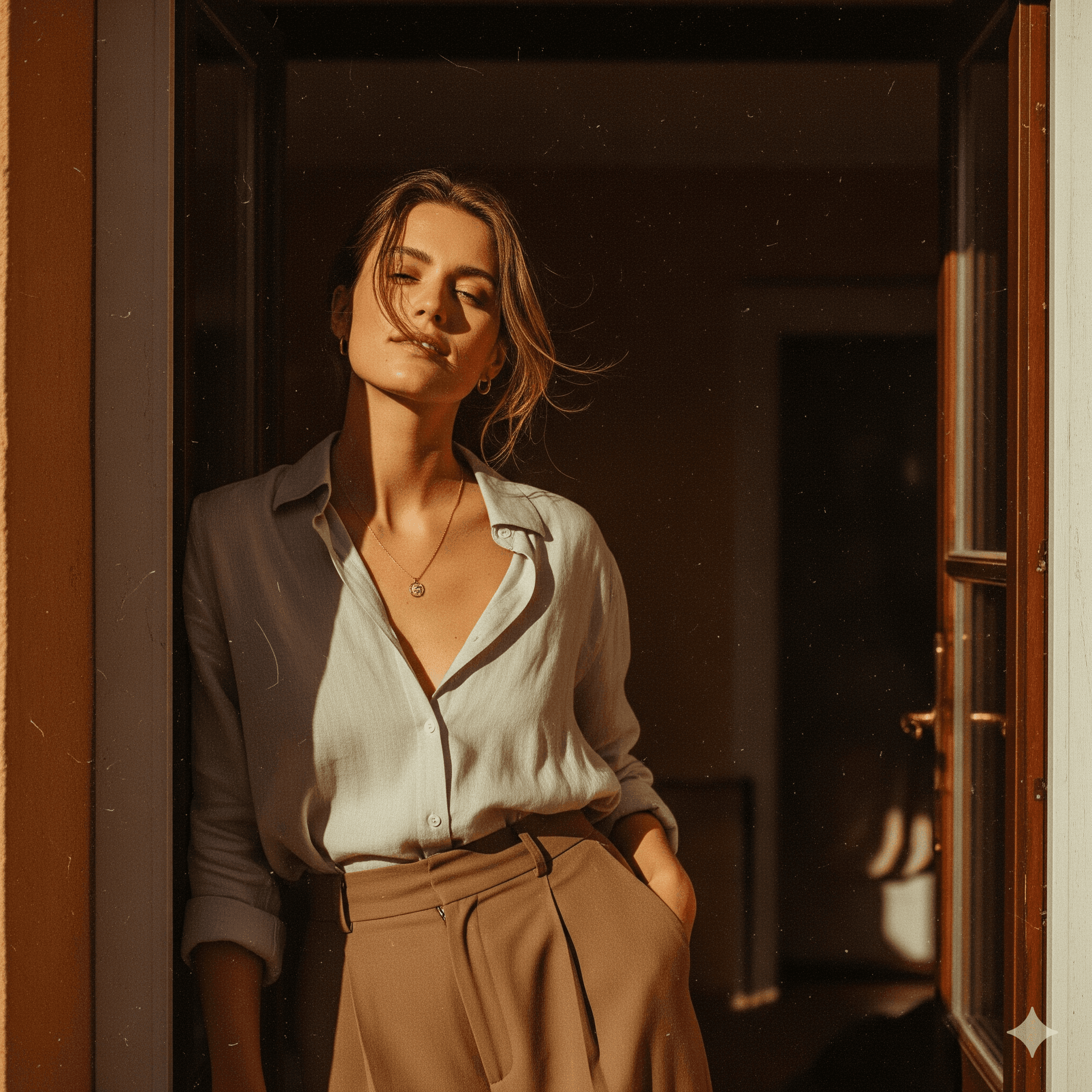 AI generated: {
  "meta": {
    "name": "Chic Southern European Portrait",
    "description": "A natural light ...