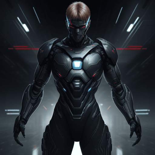 AI generated: Cybernetics, action movie protagonist, male warrior, virus, cyberspace, repeating patterns, unreal, ...