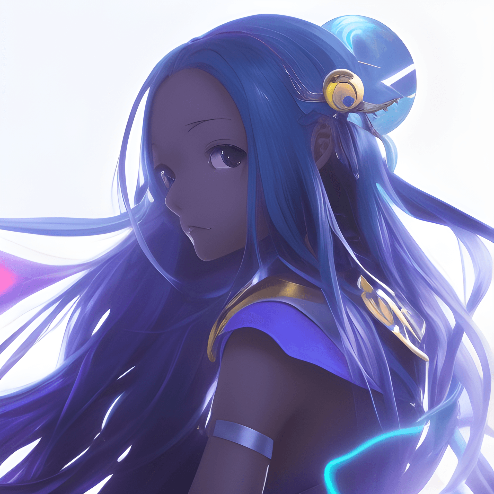 AI generated: a close up of a person with long hair, cgsociety 9, black anime manga girl, loish |, loish art style...