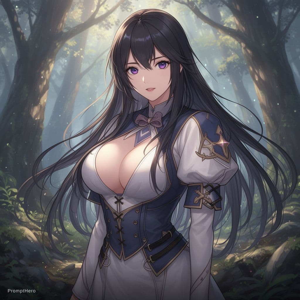 AI generated: anime girl with a very big breast and a very long hair, detailed digital anime art, highly detailed ...