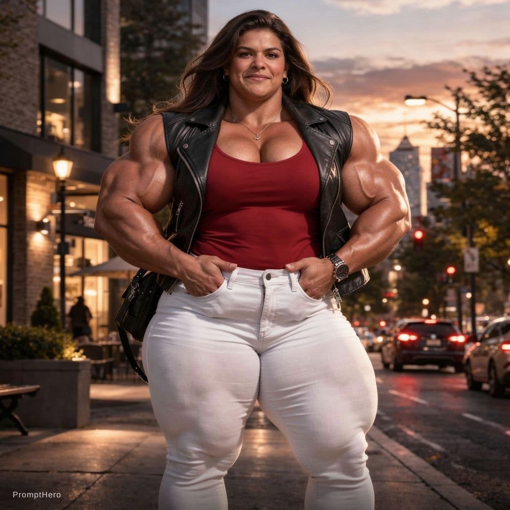 AI generated: a mssive and huge female bodybuilder with massive and huge muscles