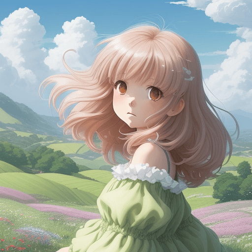AI generated: Create an anime-style illustration of a breathtaking natural landscape, with lush greenery, rolling ...