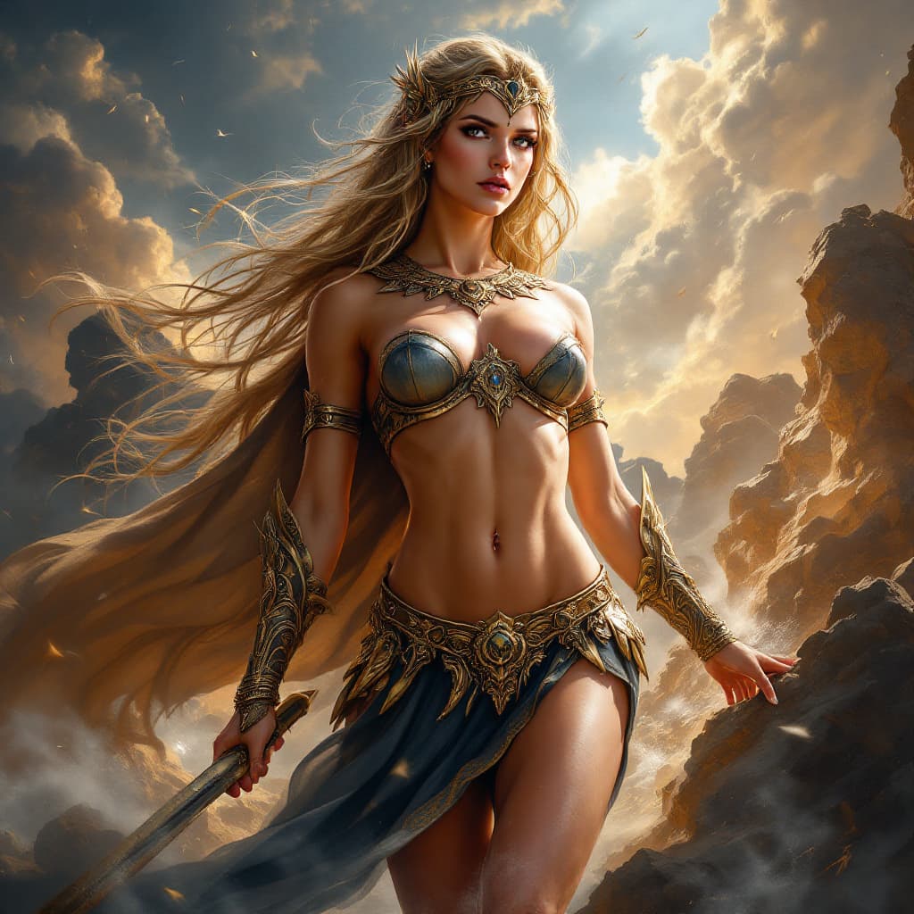 AI generated: Unveiling the power of fantasy through a stunning portrait of Amazon Valkyrie Athena, capturing ever...