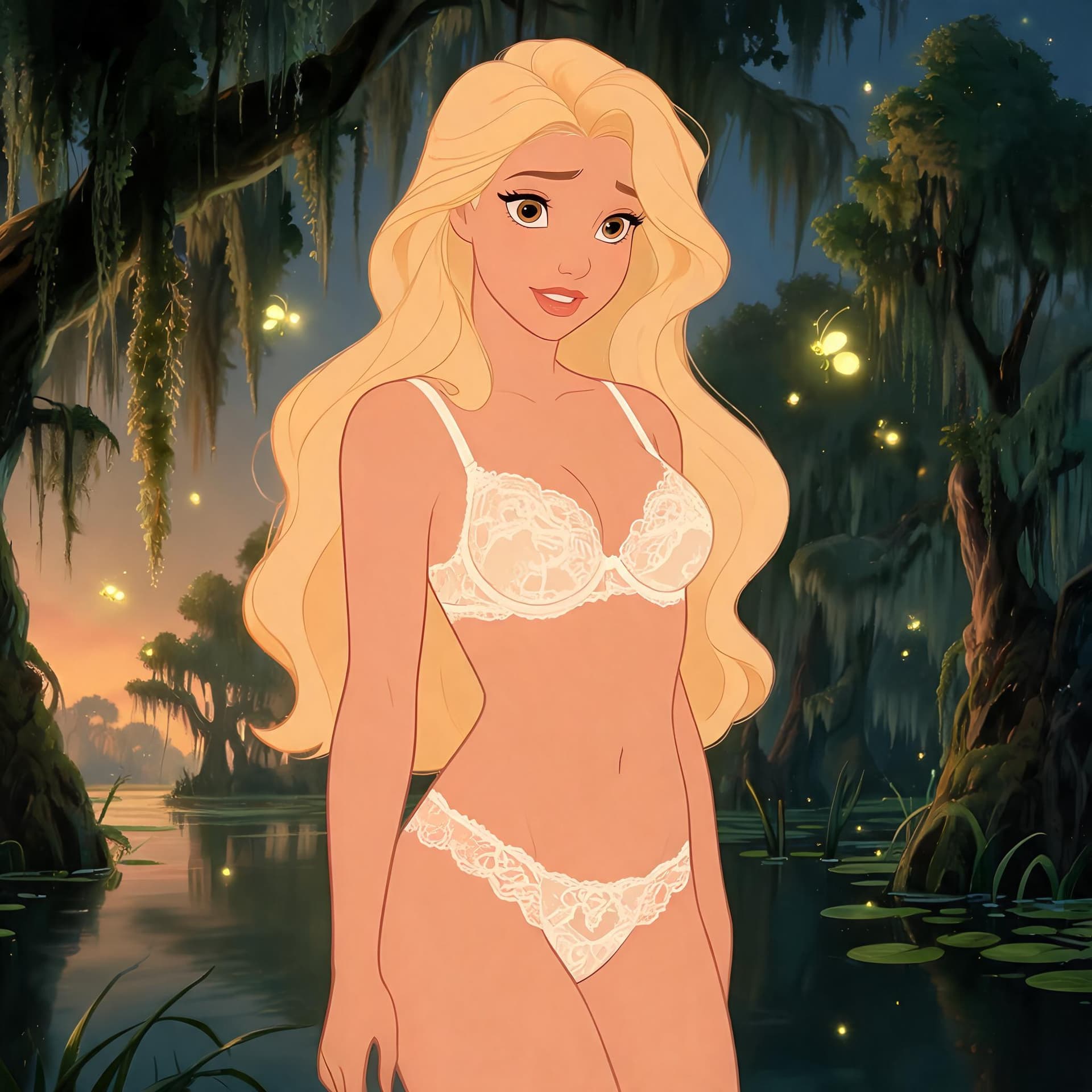 AI generated: 1girls blonde_hair bra charlotte_la_bouff female female_only panties screenshot_edit solo the_prince...