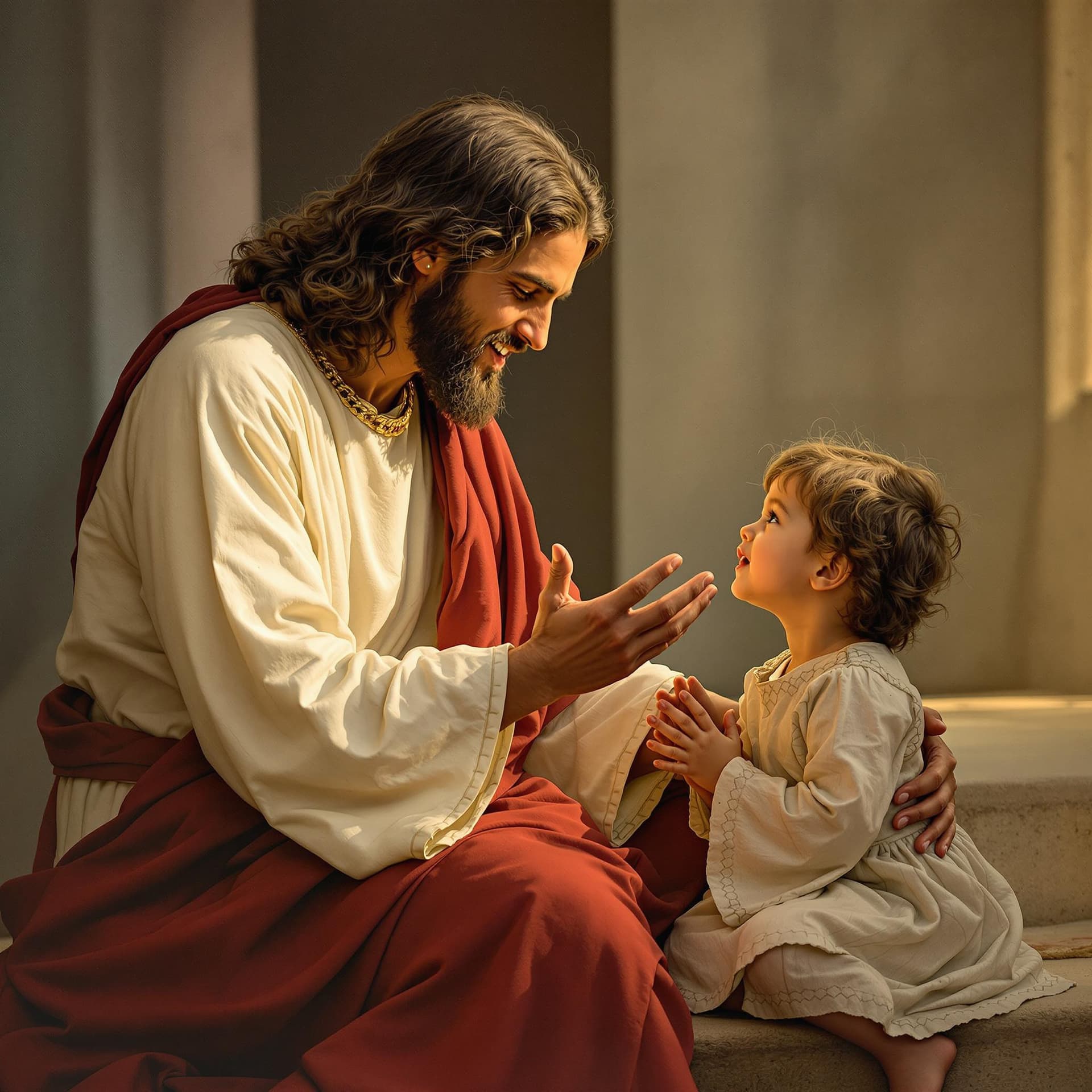 AI generated: Jesus teaches a child