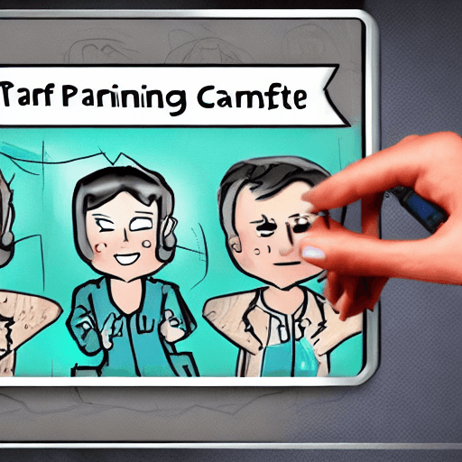 AI generated: Draw a character, a context, a character for the training and staff development department, he has t...
