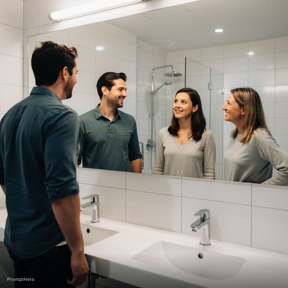 AI generated: 2man sex with a girl in bathroom