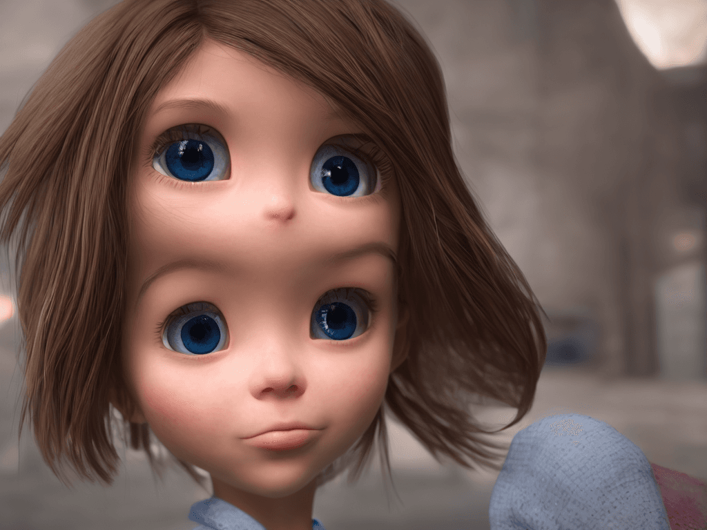 AI generated: Pixar style little girl, unreal engine, high definition, symmetrical face, volumetric lighting, dust...