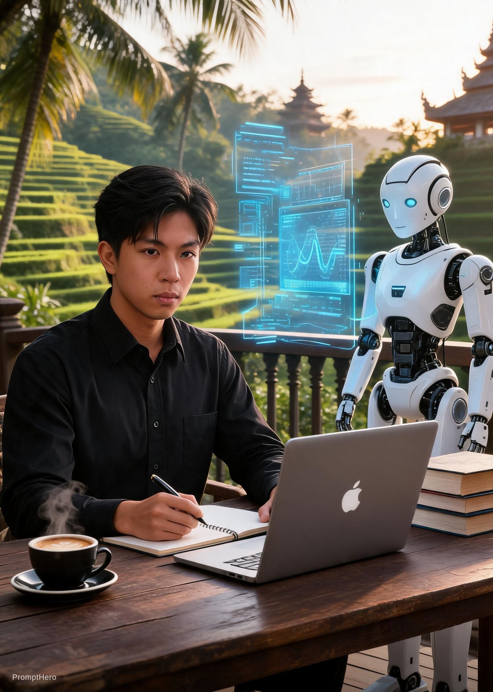 AI generated: ubject Description: An intimate, candid photo of the young Asian man from my image with a serious fo...