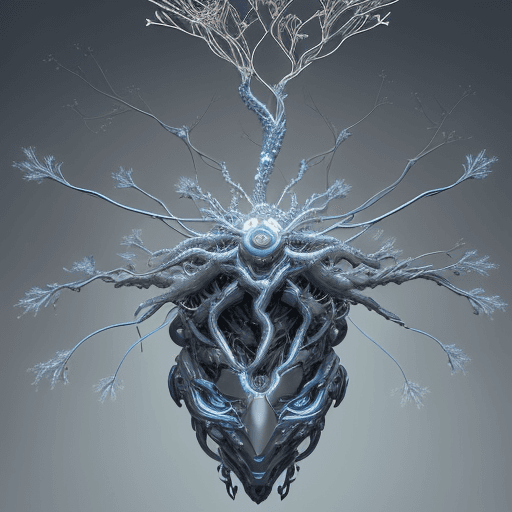AI generated: Intricate and elegant artwork featuring a robot neuron network, a true masterpiece in the realm of C...