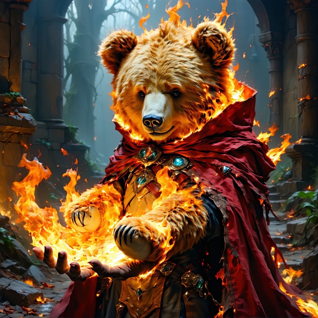 AI generated: Character of the game, villainess Annie is a child firemage with immense pyromantic power, summoning...