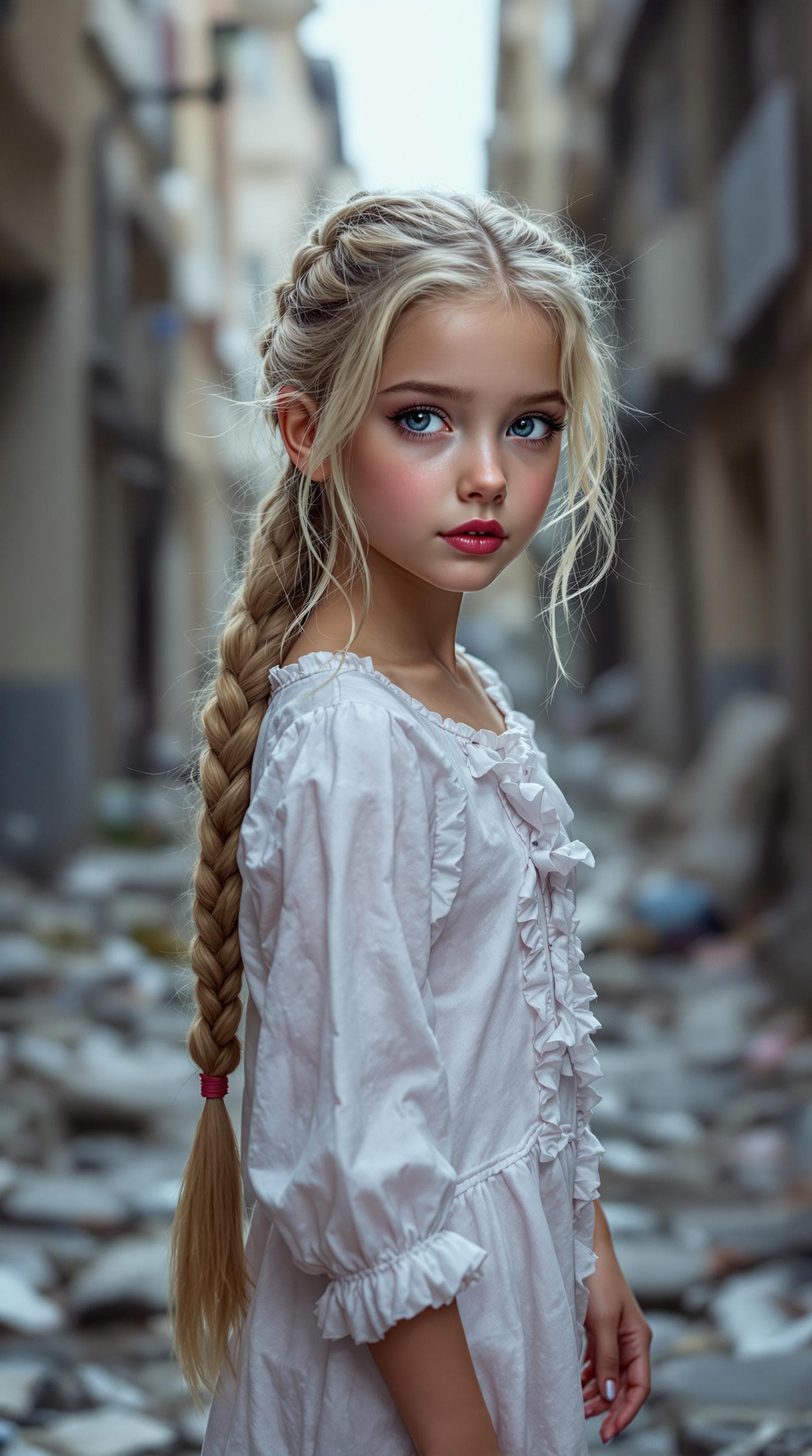 AI generated: a professional photo of a exceptionally beautiful girl in the world (age 7), (seven year old),  Ukra...
