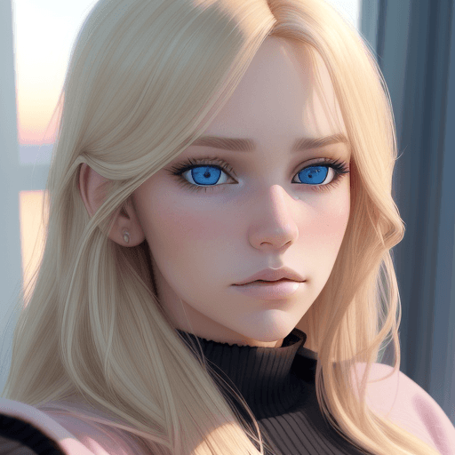AI generated: A selfie portrait of a beautiful blond girl, dark blonde hair ((chanel style)) with pink highligts. ...