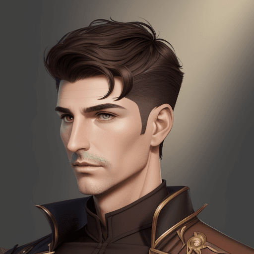AI generated: Style Fantasy, Male, 43 years old, 181cm, 106 kilos, oval face, wide and a little low, with slightly...