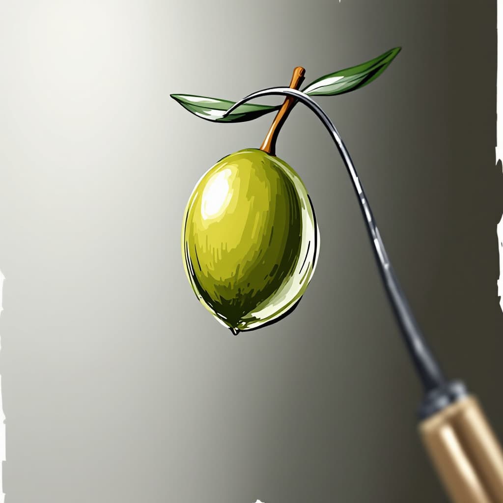 AI generated: erstelle mir ein Bild von einer grünen schönen und mackelosen olive ohne Kern, die grün ist und auss...