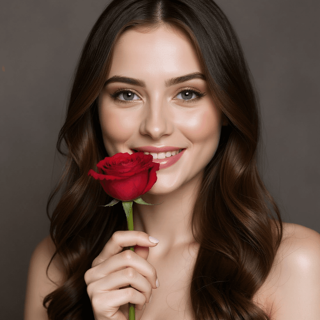 AI generated: make rose in the mouth of a beautiful girl
