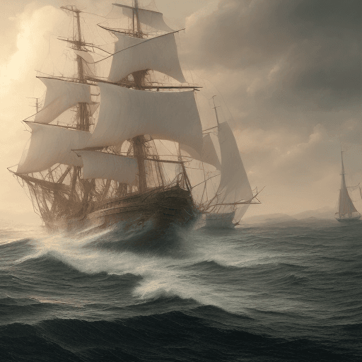 AI generated: Photo of a ultra realistic sailing ship, dramatic light, pale sunrise, cinematic lighting, battered,...