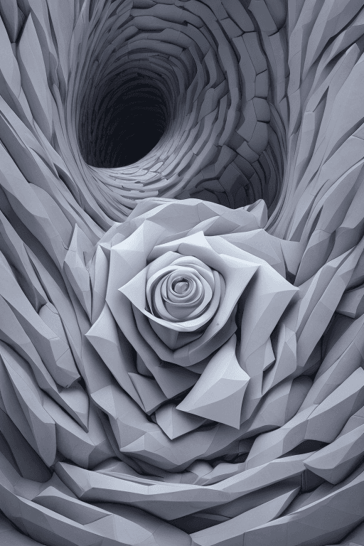 AI generated: A exterior 3D rendering of a building inspired on the layers structure of the rose flower, Zaha Hadi...