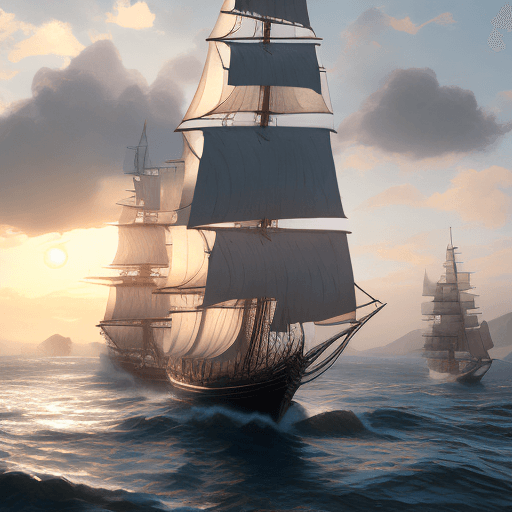 AI generated: Photo of a ultra realistic sailing ship, dramatic light, pale sunrise, cinematic lighting, battered,...