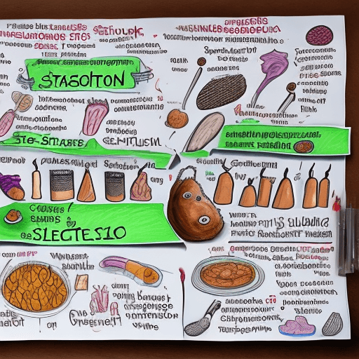 AI generated: a sketchnote of all 4 bacteria (e-coli, staph, listeria, salmonella) responsible for food-poisoning,...