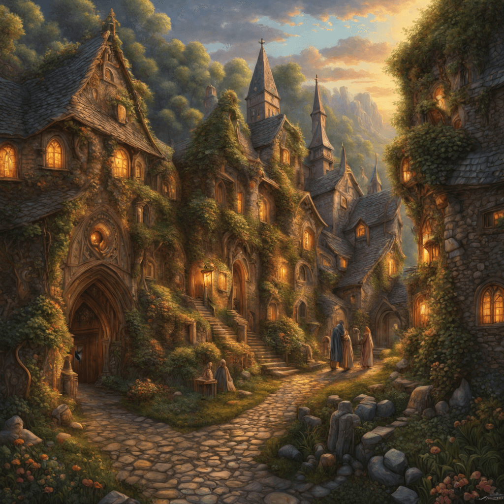 AI generated: Intricate, hyper realistic, insanely detailed, sharp focus, Monks, peasants, colorful medieval eclec...