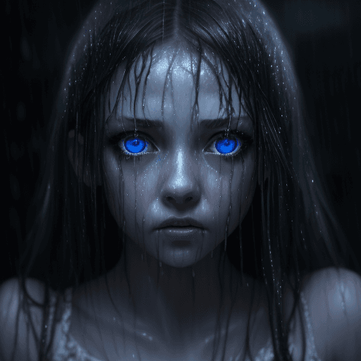 AI generated: masterpiece,  best quality,  a beautiful girl (blue eyes),  blood running down her face,  warm light...