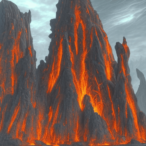 AI generated: the architecture in ancient is twisted and grotesque, with towering spires, jagged rocks, and massiv...