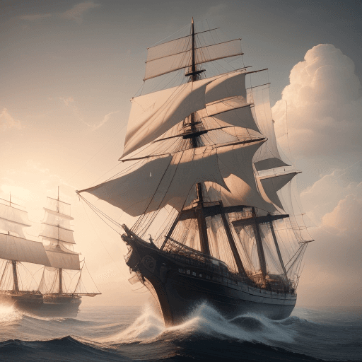 AI generated: Photo of a ultra realistic sailing ship, dramatic light, pale sunrise, cinematic lighting, battered,...