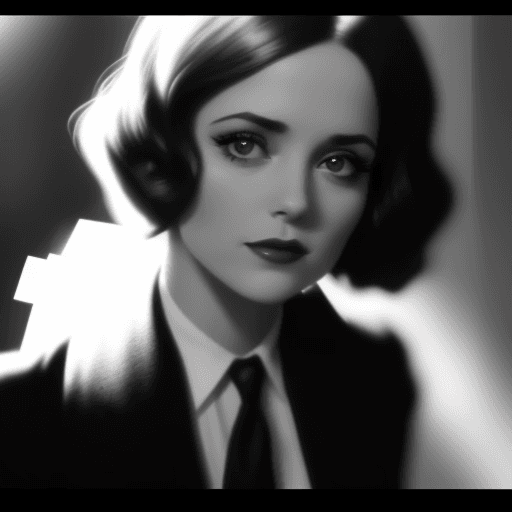 AI generated: <lora:FilmG2:0. 8> black and white film stock, high contrast, full body movie clip of the most beaut...