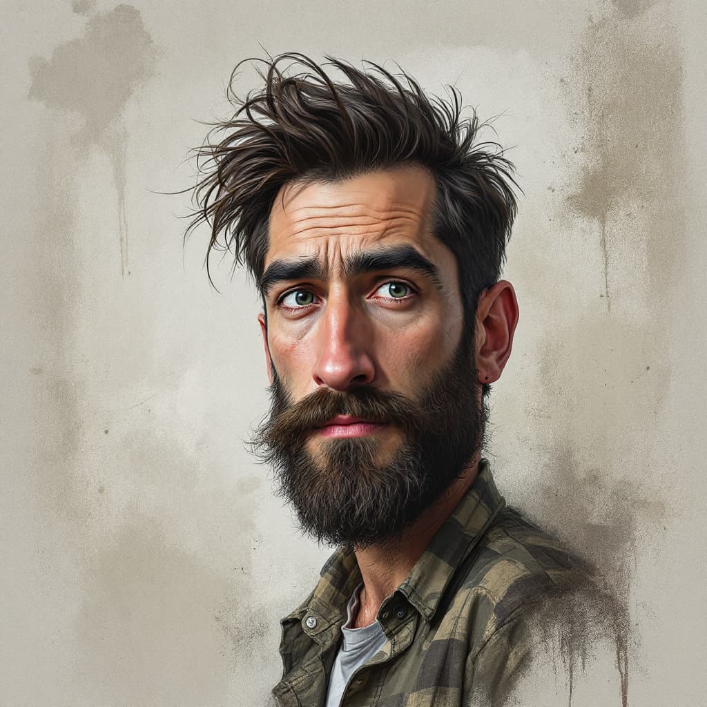 AI generated: A caricature of a man ,hyper realism, high detail, 8k