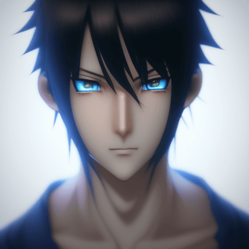 AI generated: anime man:: Blue eyes::Black hair::4 hyper-realistic ::5 detailed character expressions::unique char...