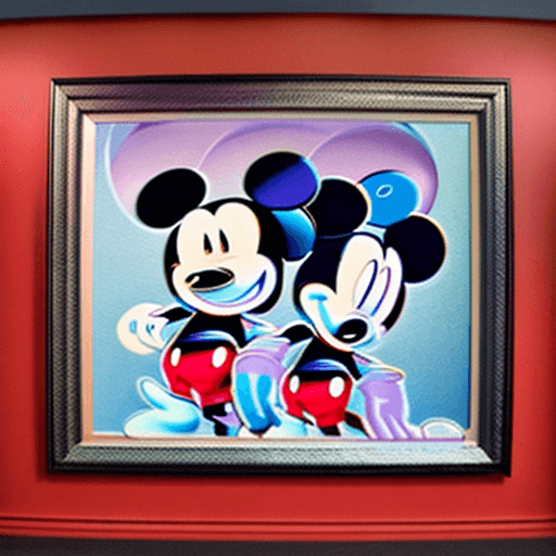 AI generated: Mickey Mouse, collage art, mixed media, enchanting, punk art, part by james jean, part by ross tran,...