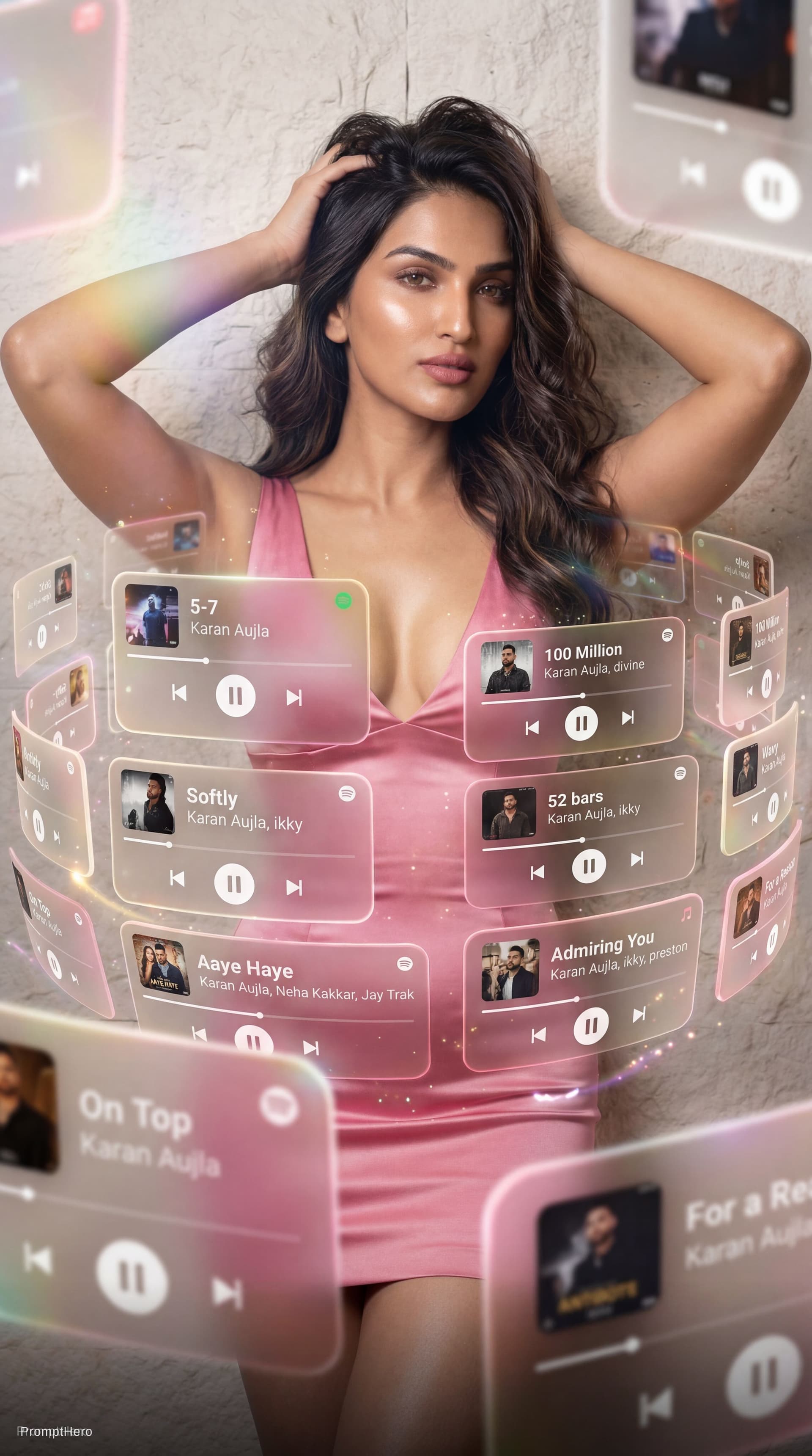 AI generated: A cinematic, dreamlike AR visual featuring a central 151 photorealistic person surrounded by floatin...