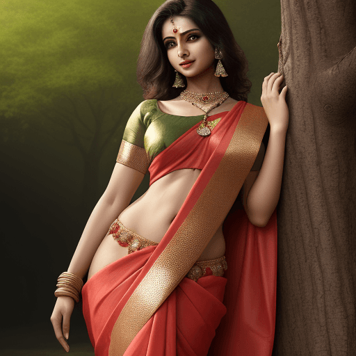 AI generated: High resolution,lady in saree ,tree,NSFW
