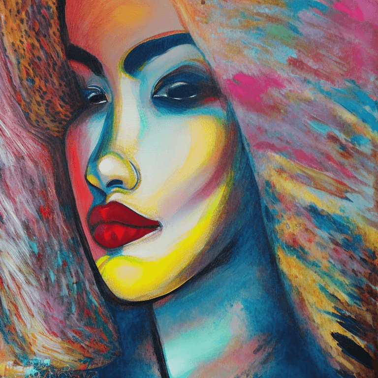 AI generated: lip of a woman, baskiat painting, love, abstract