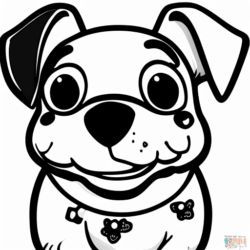 AI generated: coloring page, cute dog kawaii, cartoon style, no background