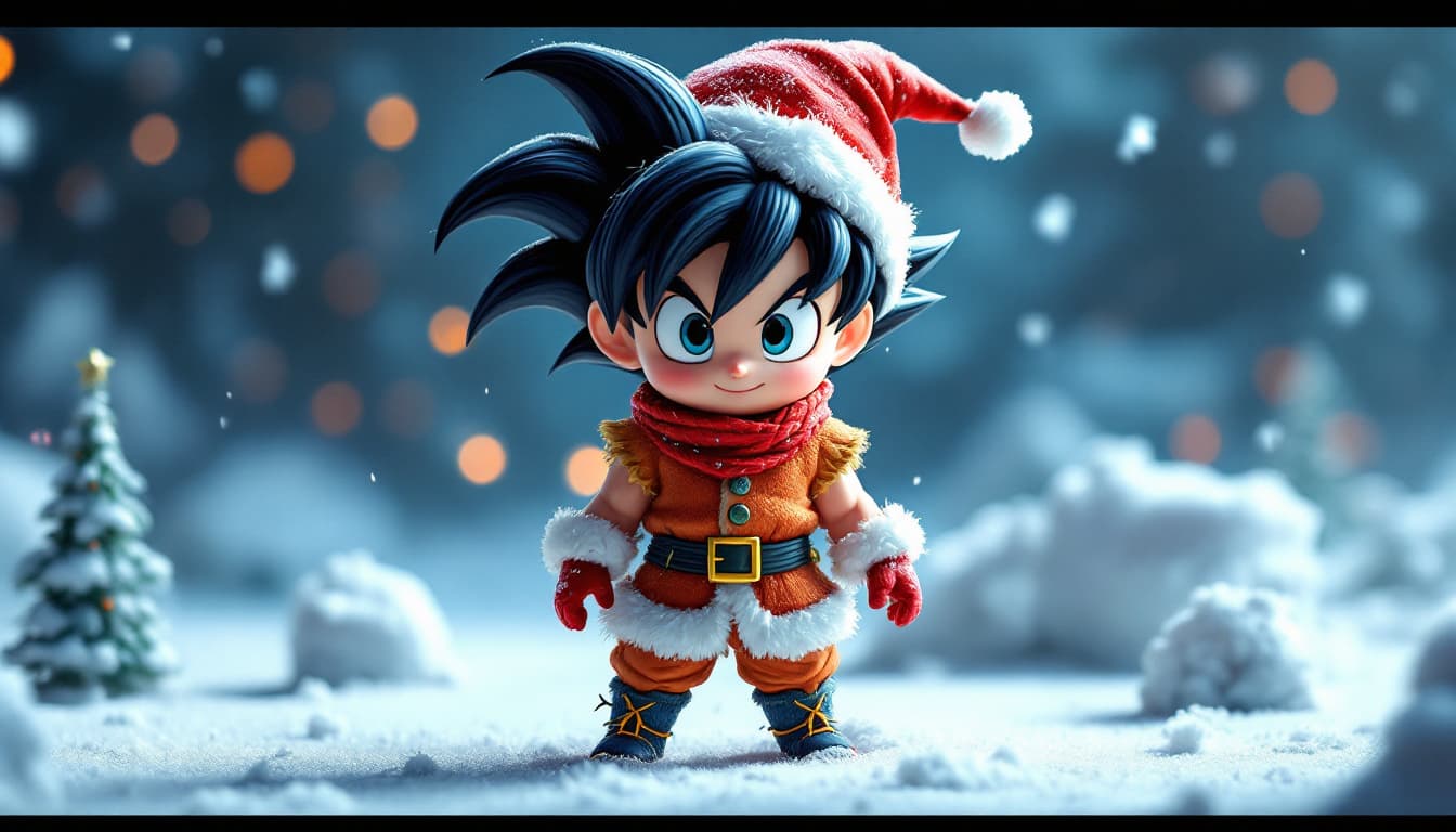 AI generated: goku, christmas dress, chibi style in 3D