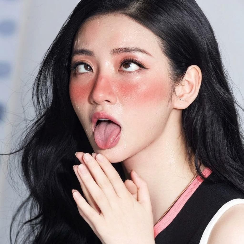 AI generated: ahegao, rolling eyes, cross-eyed, tongue out, open mouth, heavy blush, drooling,mind blank