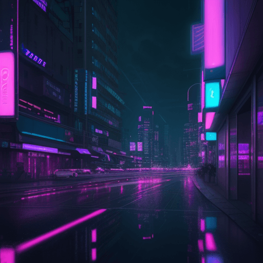 AI generated: hyper realistic with a lot of light in a city in the night with a lot of reflect, add more light fro...